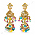 Gold-Tone Multicolour Traditional Jhumka Earrings for Women - Wedding & Festive Wear