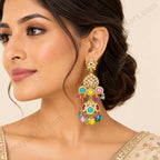 Gold-Tone Multicolour Traditional Jhumka Earrings for Women - Wedding & Festive Wear